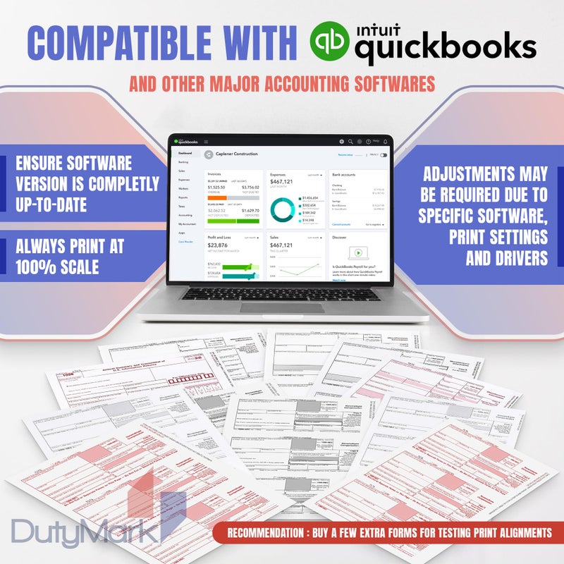 Dutymark 1096 Transmittal Tax Forms 2025, 25 Pack of 1096 Summary Laser Tax Forms, Compatible with QuickBooks and Accounting Software, Use for 1099 NEC, MISC, INT, and Other 1099 Forms - Image 3